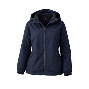 Lands' End‎ Squall Jacket Women's XL 18-20 Navy Fleece Lined Hooded Rain Coat